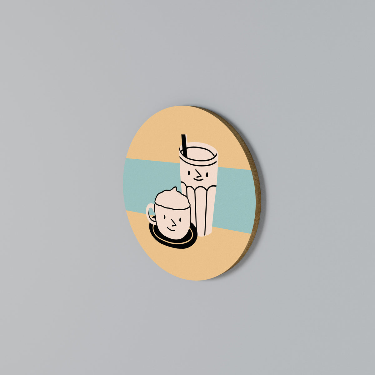 COFFEE PLEASURES Arte de pared redondo