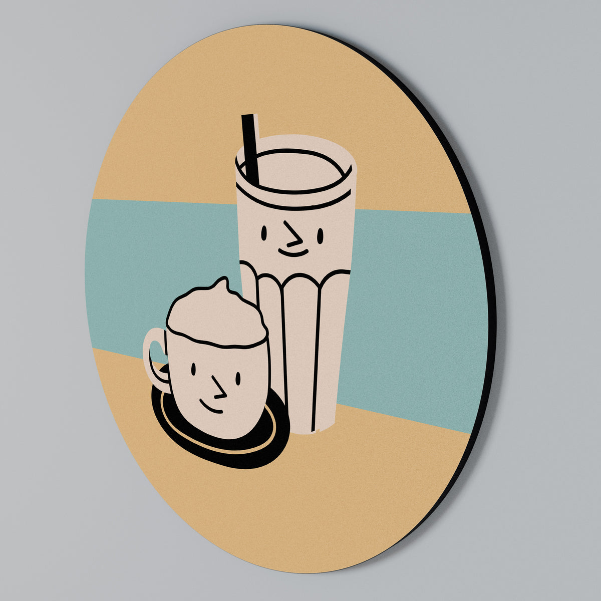 COFFEE PLEASURES Arte de pared redondo