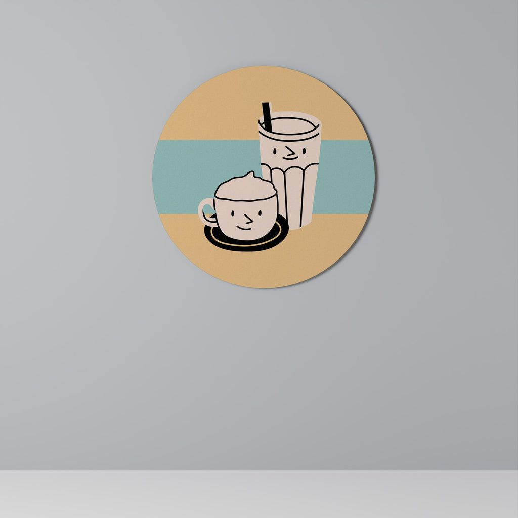 COFFEE PLEASURES Round Wall Art