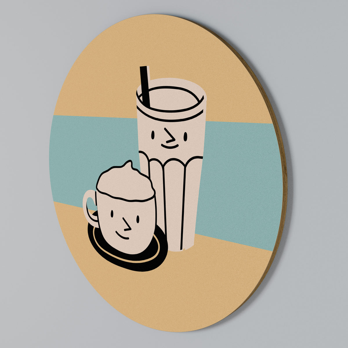 COFFEE PLEASURES Round Wall Art
