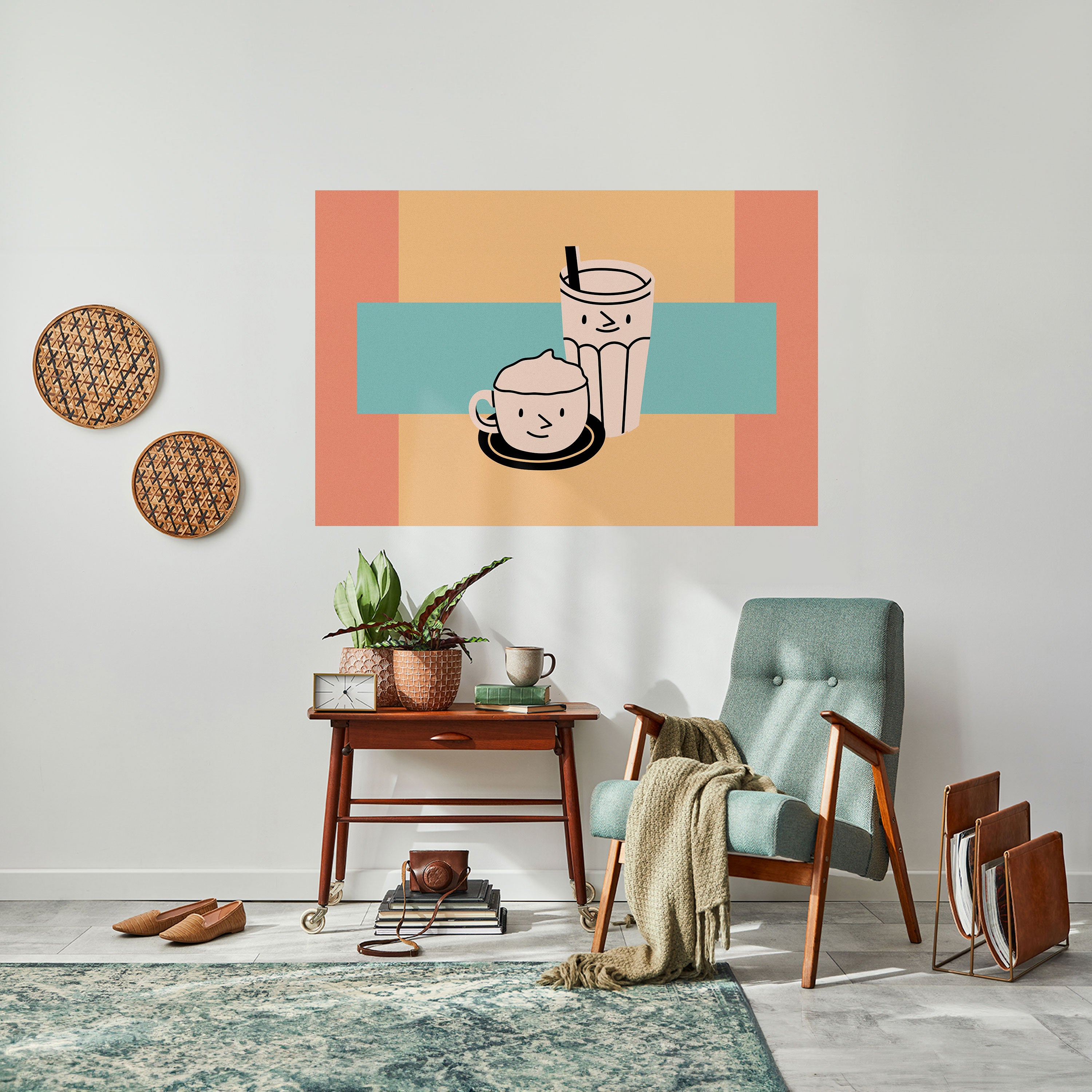 PLACERES DEL CAFÉ Póster horizontal autoadhesivo