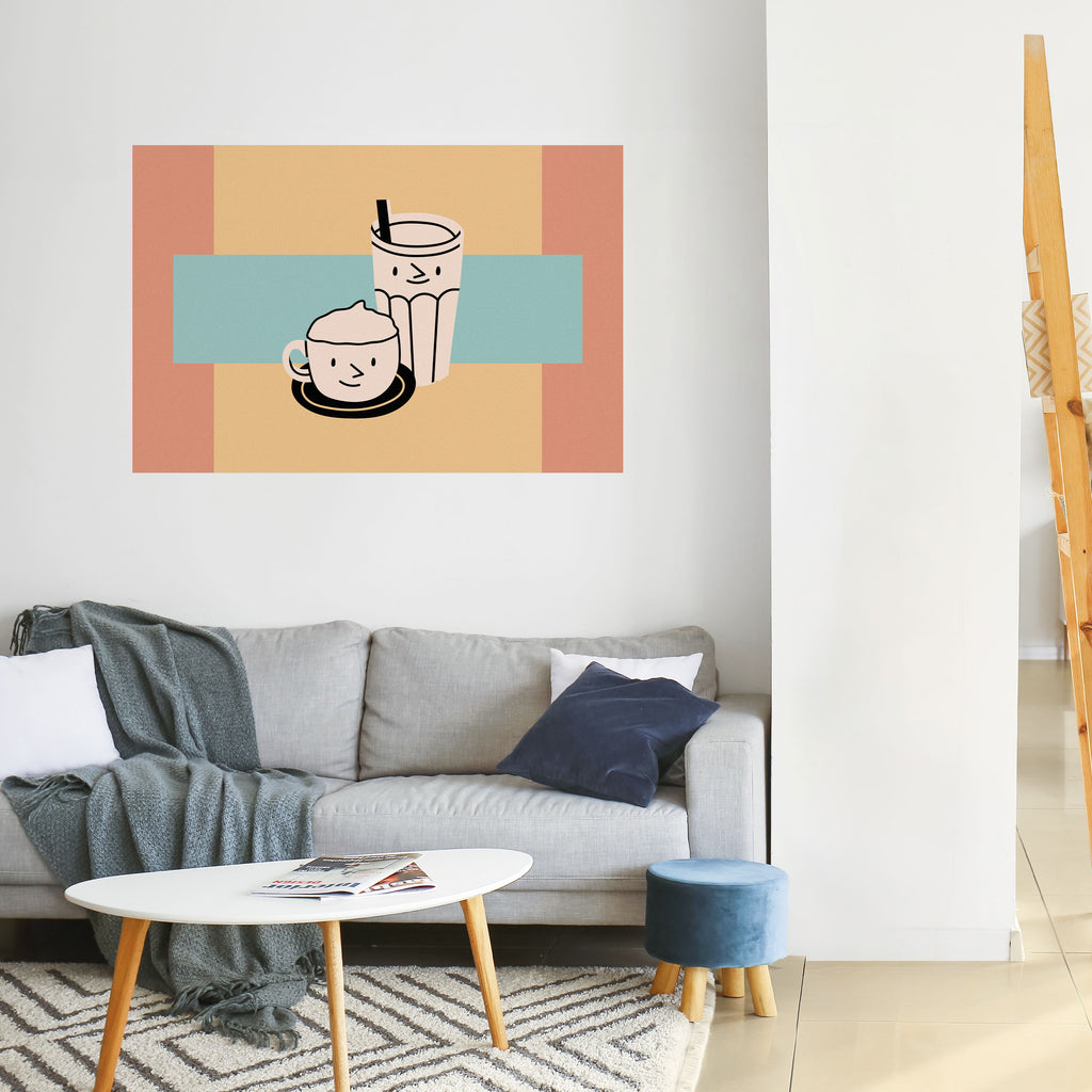 PLACERES DEL CAFÉ Póster horizontal autoadhesivo