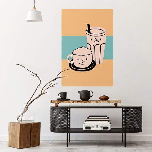 COFFEE PLEASURES Póster Vertical Adhesivo