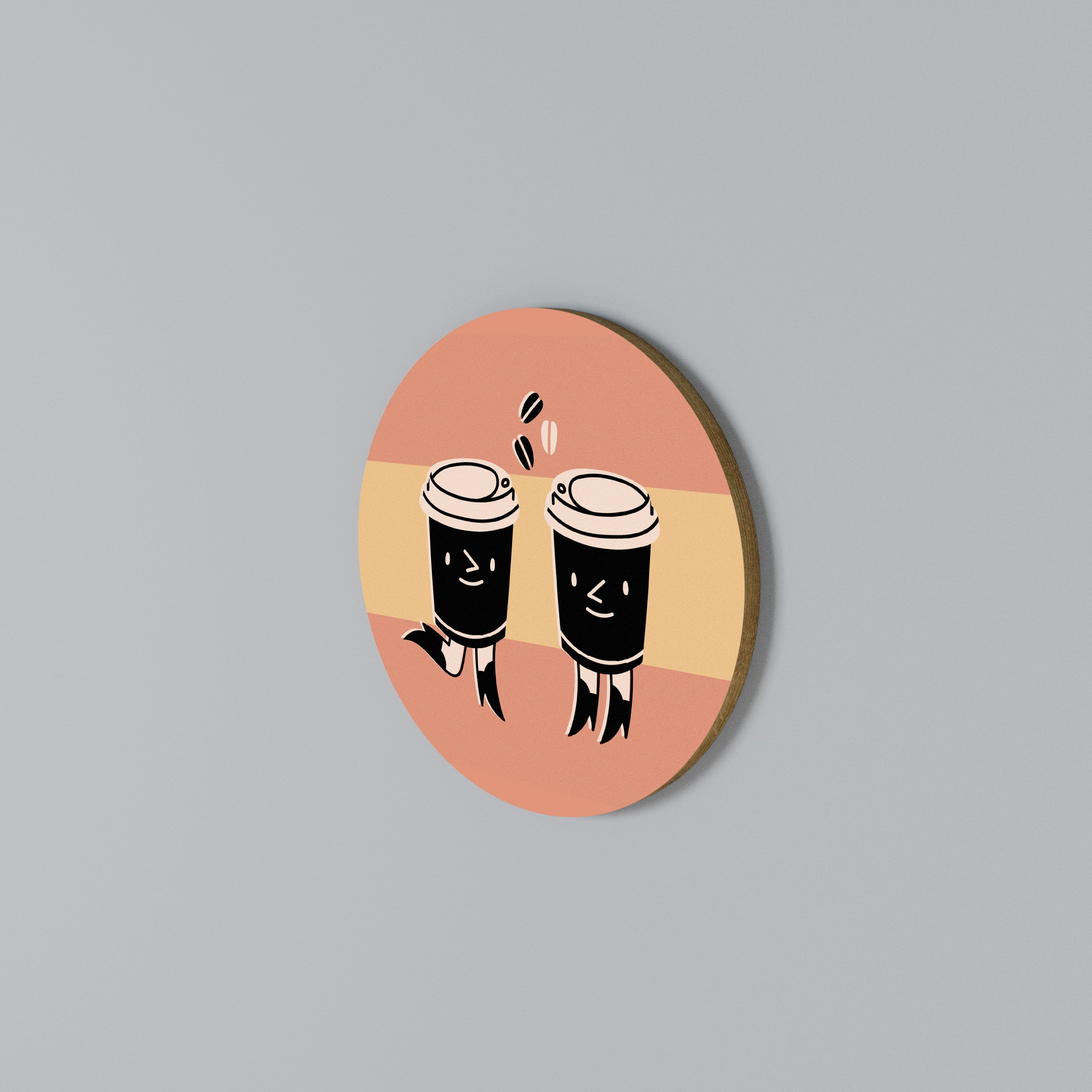 JOYFUL COFFEE Round Wall Art