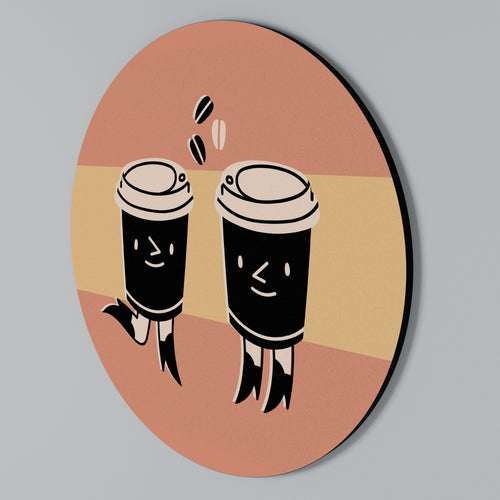 JOYFUL COFFEE Arte de pared redondo