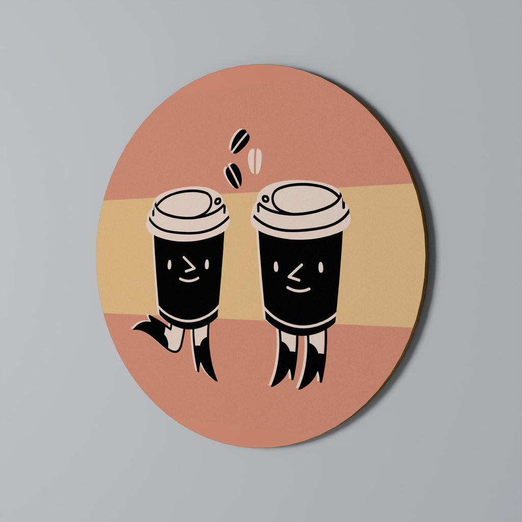 JOYFUL COFFEE Round Wall Art
