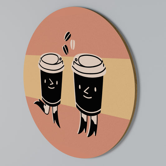 JOYFUL COFFEE Arte de pared redondo