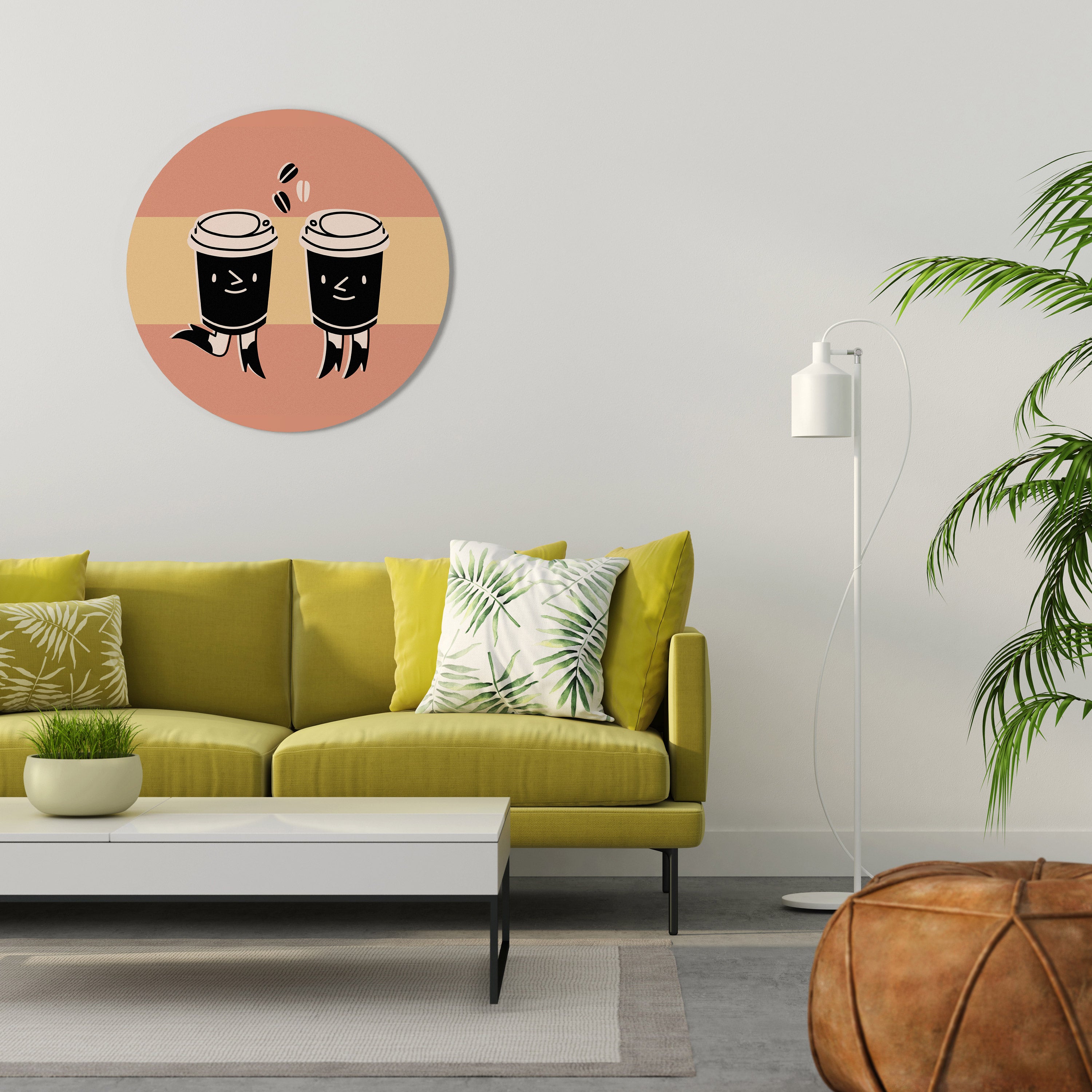 JOYFUL COFFEE Round Wall Art