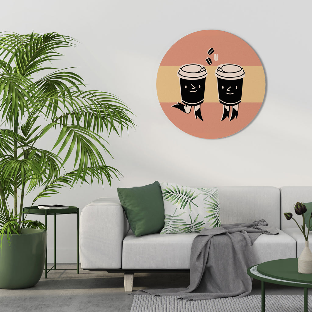 JOYFUL COFFEE Round Wall Art