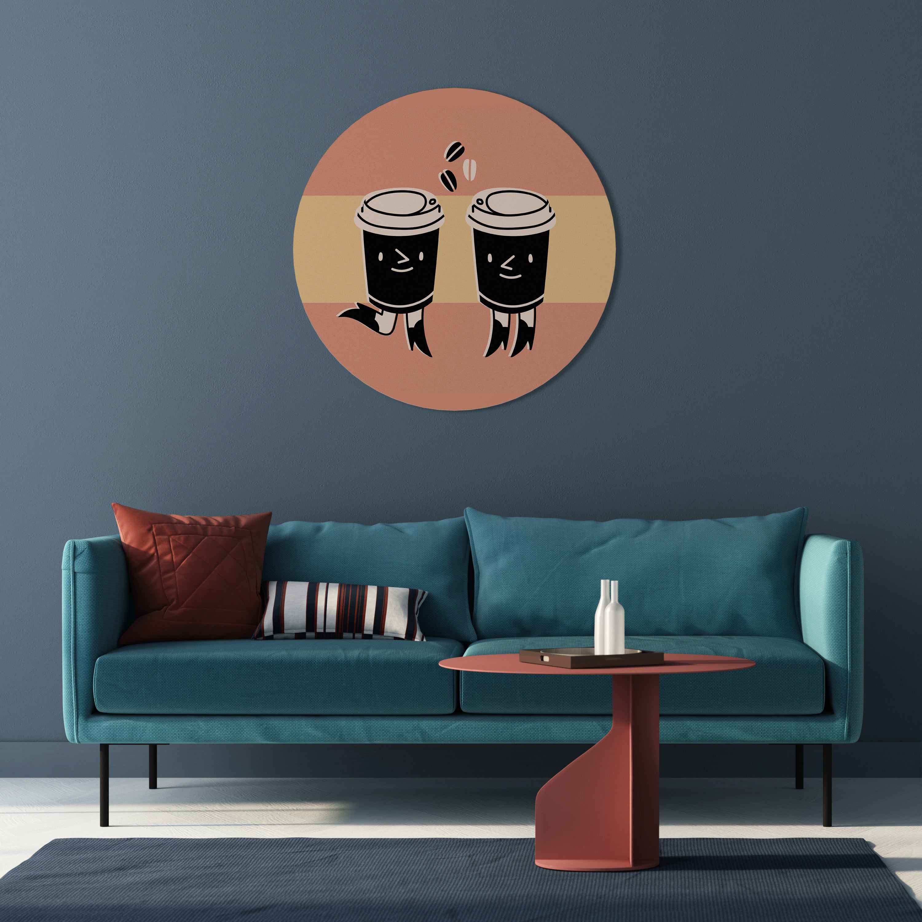 JOYFUL COFFEE Round Wall Art
