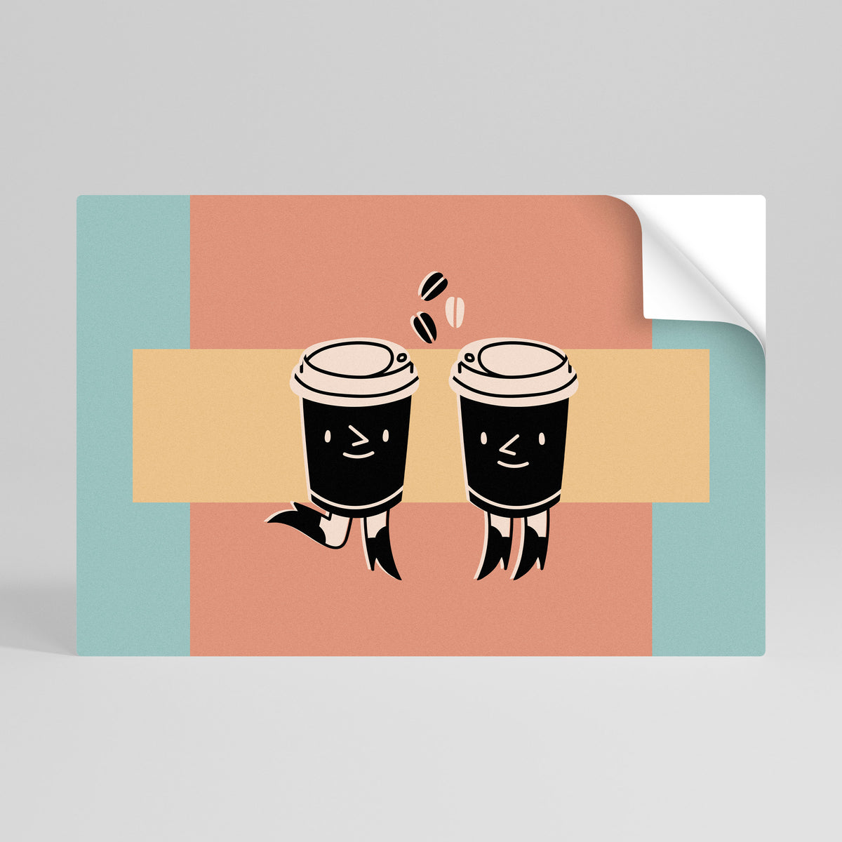 JOYFUL COFFEE Póster adhesivo horizontal