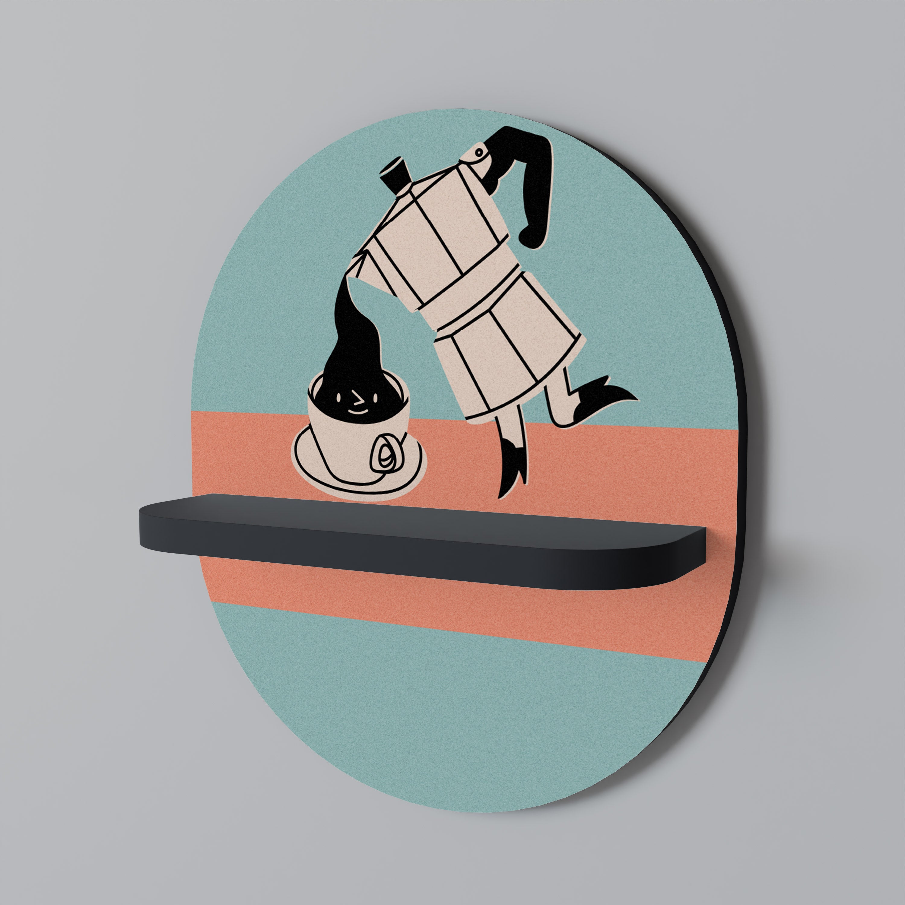Estantería de arte ovalada POWER ESPRESSO con acabado negro