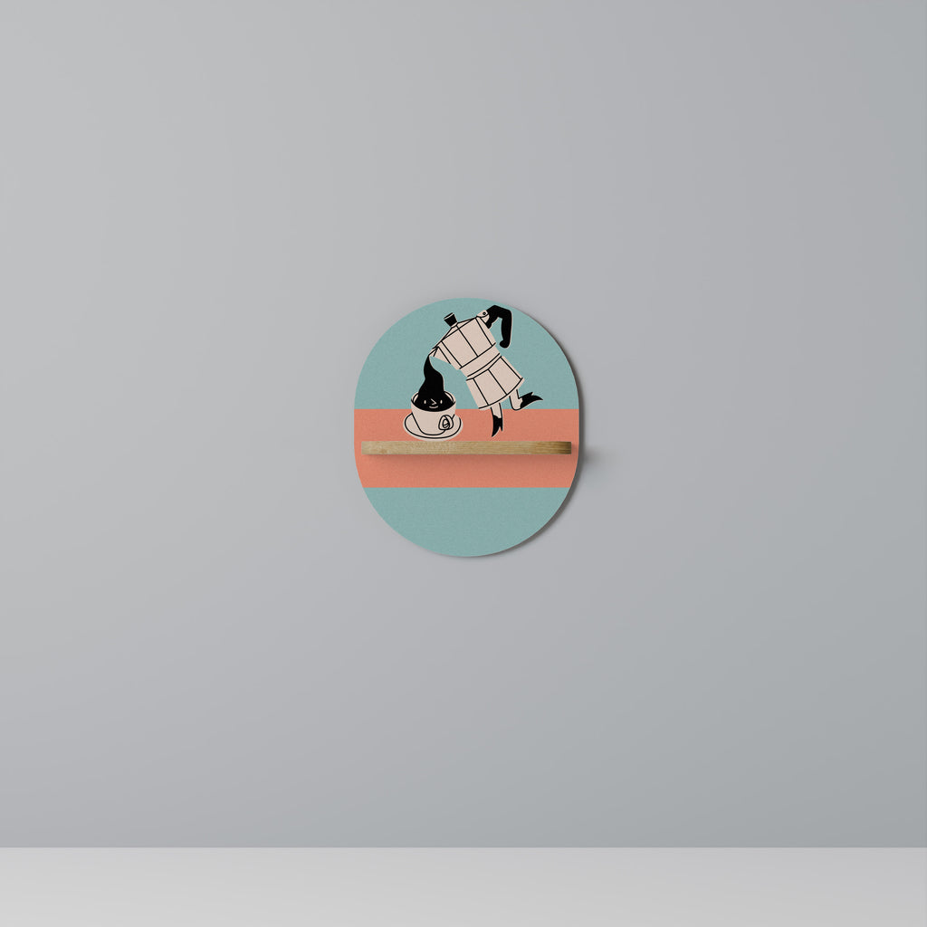 Estantería de arte ovalada POWER ESPRESSO con efecto roble