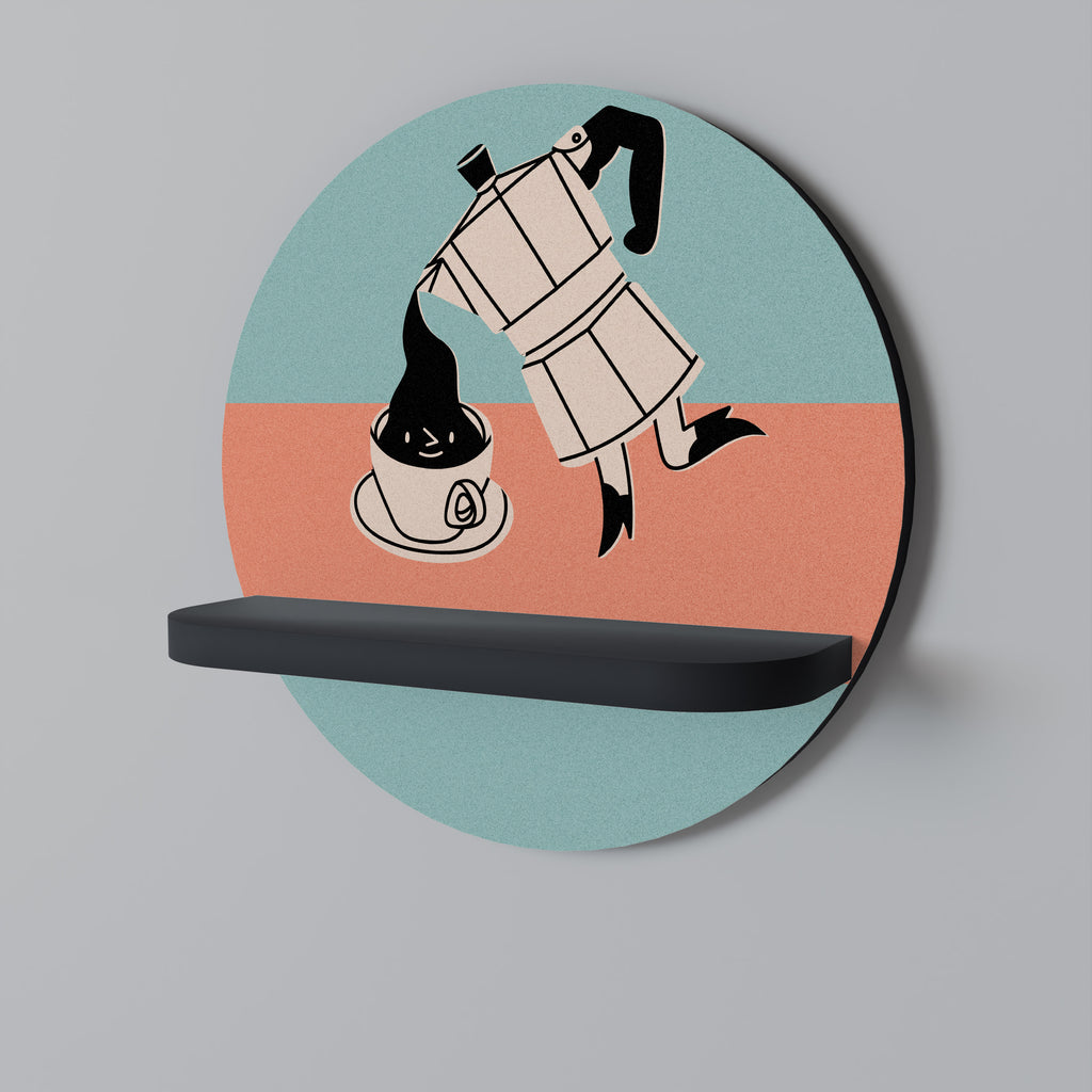 Estantería artística redonda POWER ESPRESSO con acabado negro