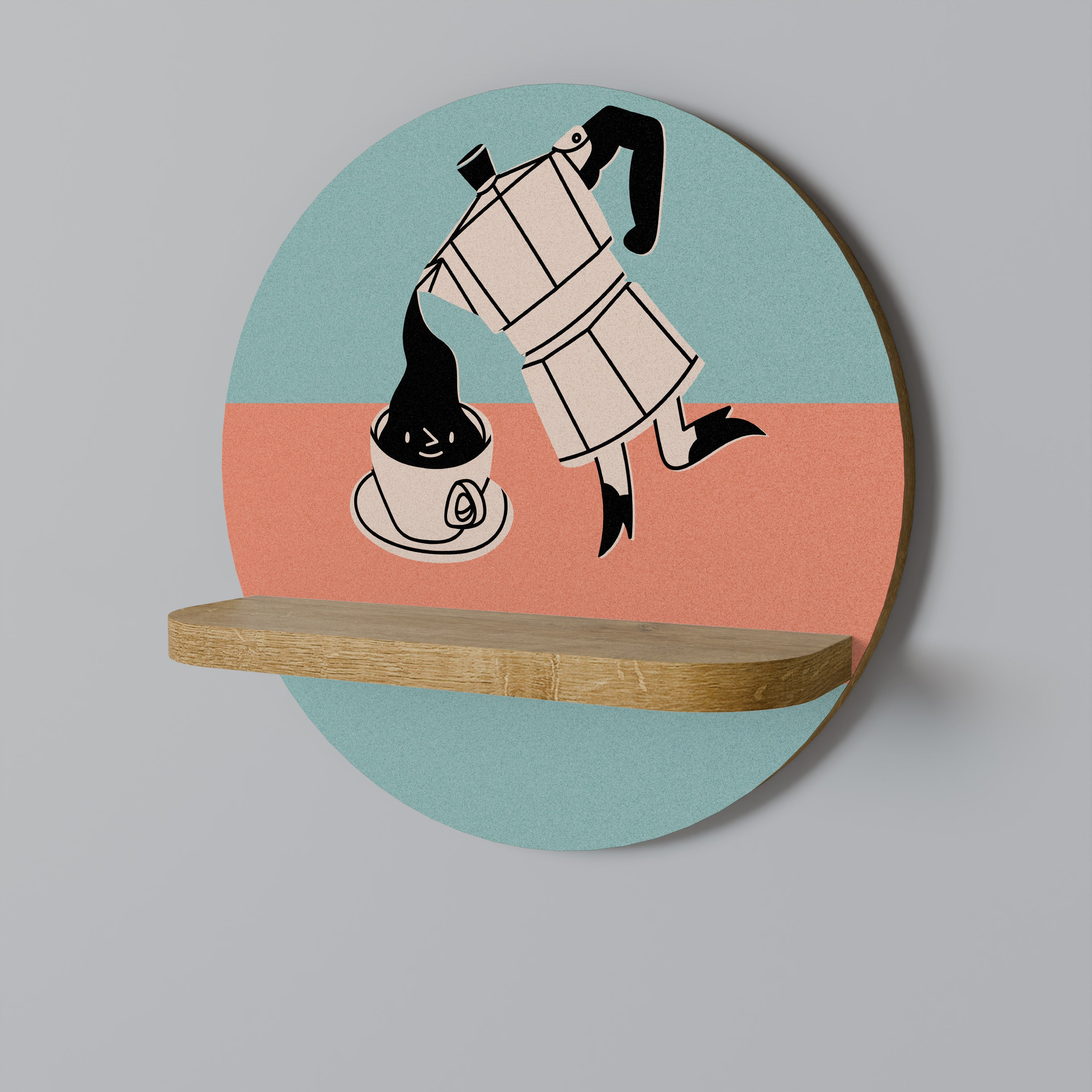 Estantería artística redonda POWER ESPRESSO con efecto roble