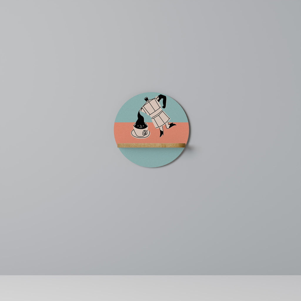 Estantería artística redonda POWER ESPRESSO con efecto roble