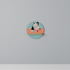 POWER ESPRESSO Round Art Shelf In Oak Effect