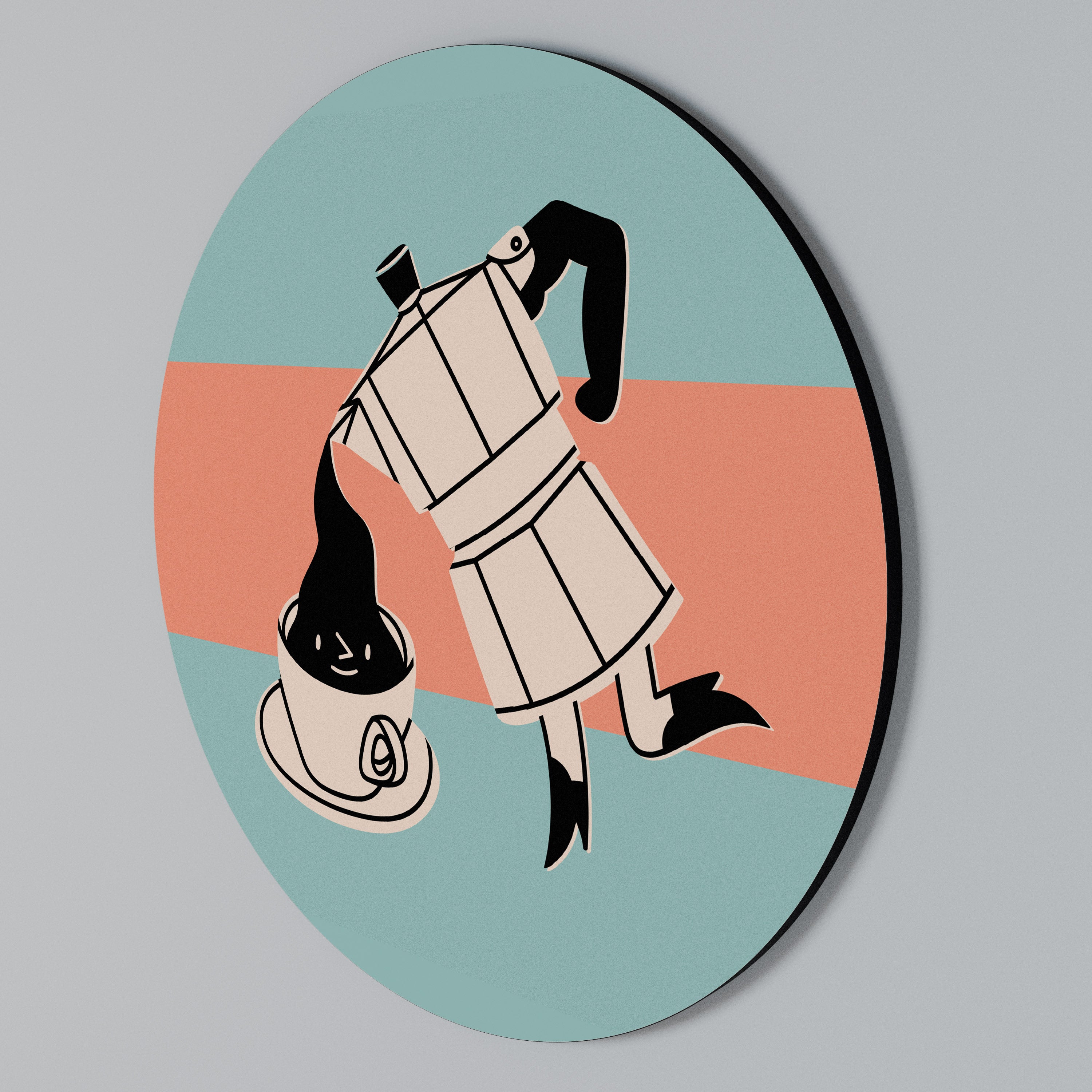 POWER ESPRESSO Round Wall Art
