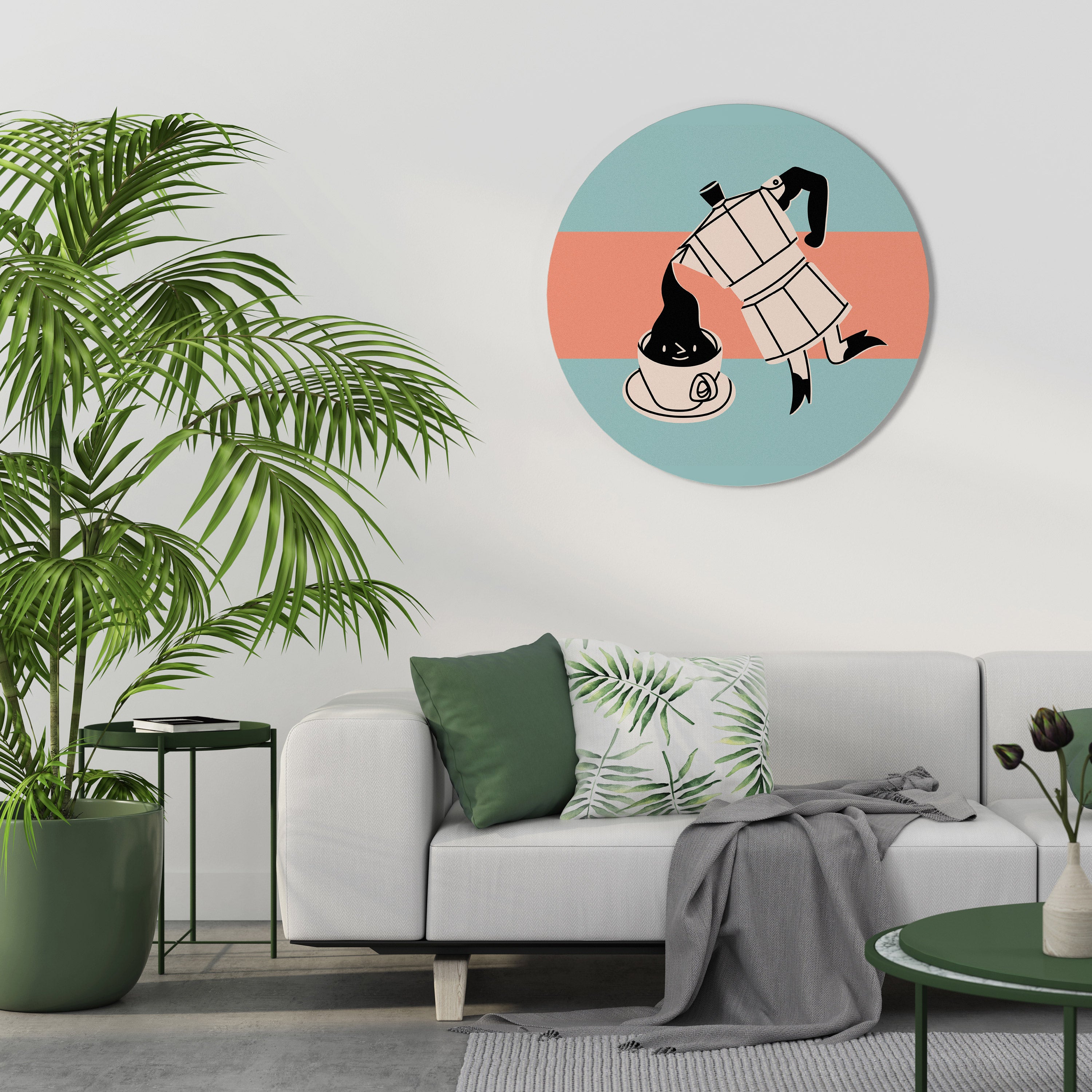 POWER ESPRESSO Round Wall Art