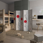 RED WHISPERS IN FOLIAGE Biombo Decorativo de 5 Paneles