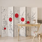 RED WHISPERS IN FOLIAGE Biombo Decorativo de 6 Paneles