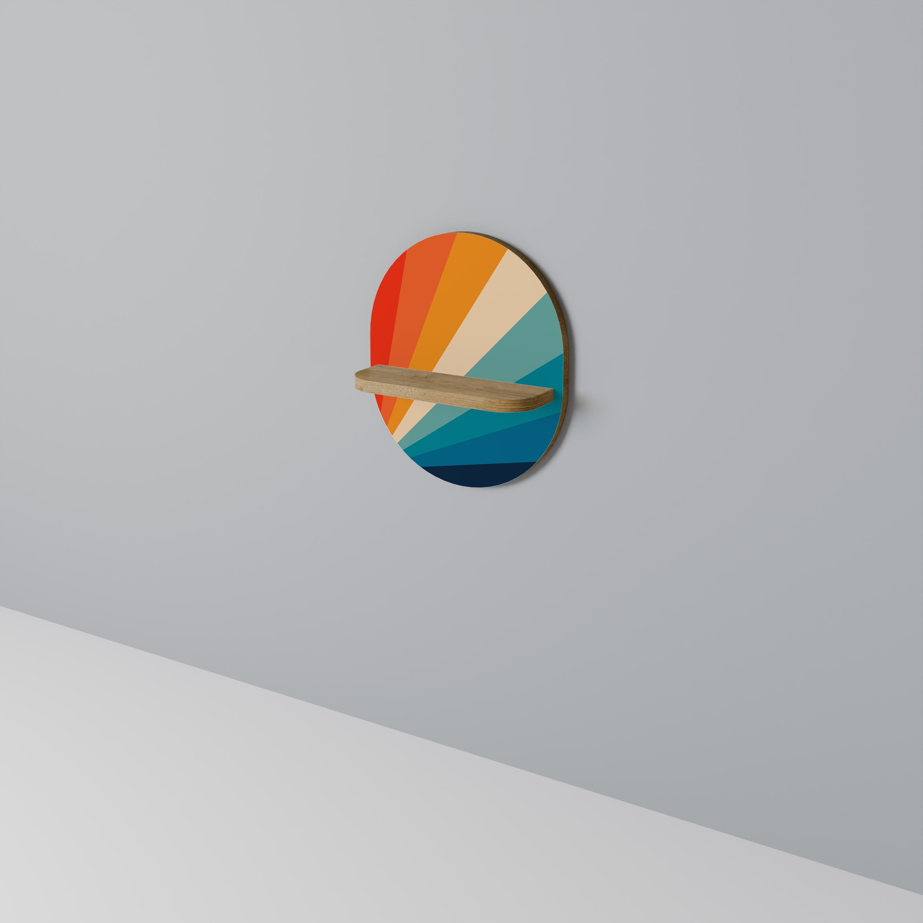 Estantería de arte ovalada PRISM CONCUSSION con efecto roble