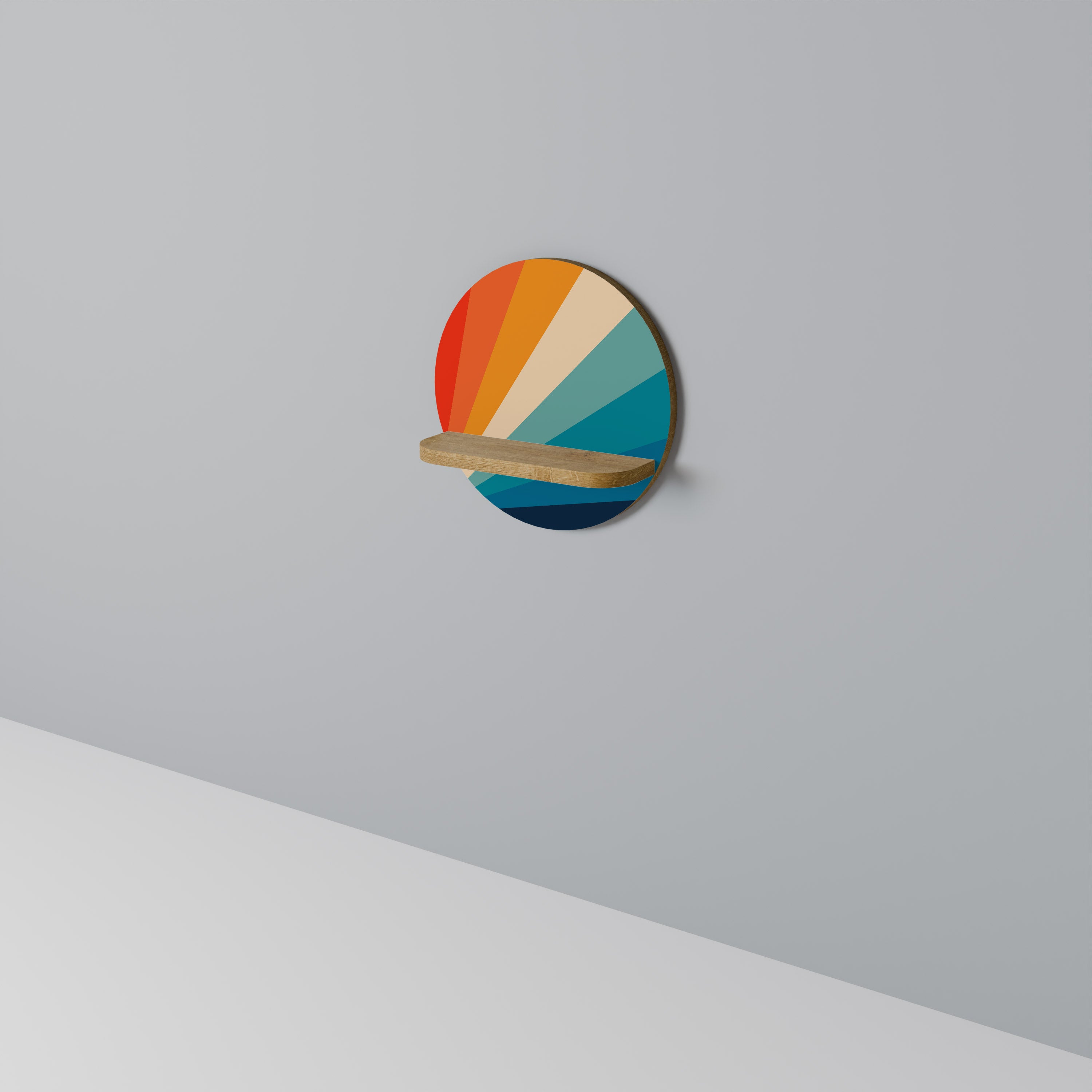 Estantería de arte redonda PRISM CONCUSSION con efecto roble