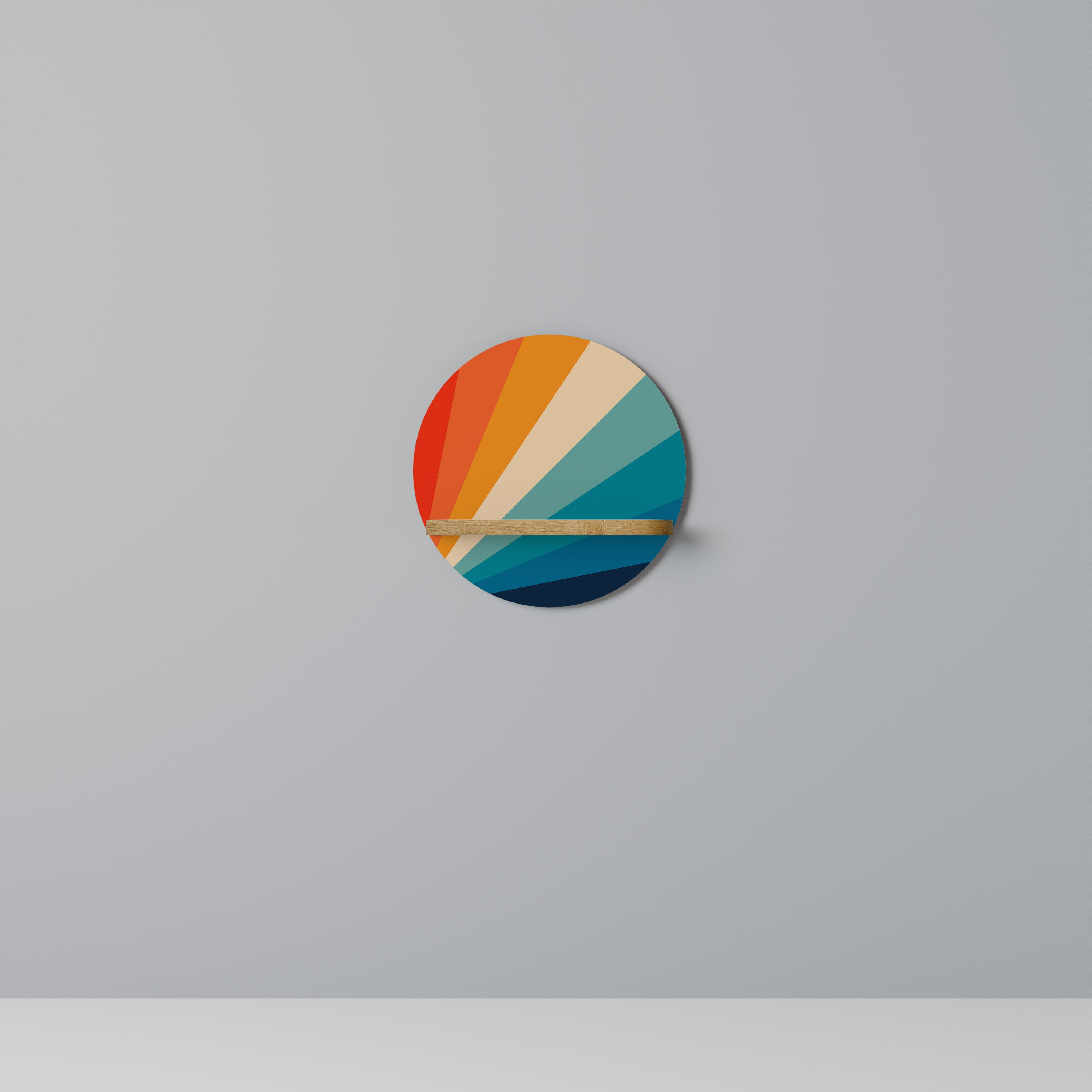 Estantería de arte redonda PRISM CONCUSSION con efecto roble