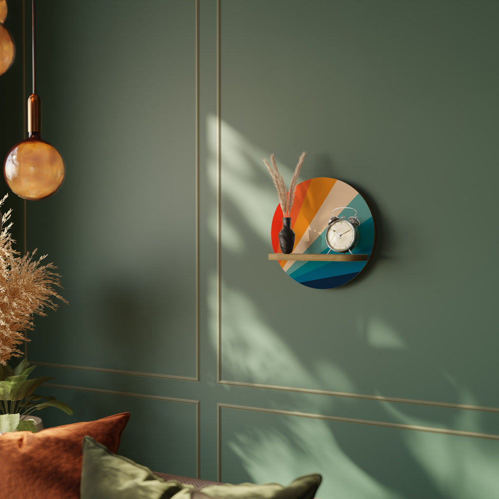 Estantería de arte redonda PRISM CONCUSSION con efecto roble