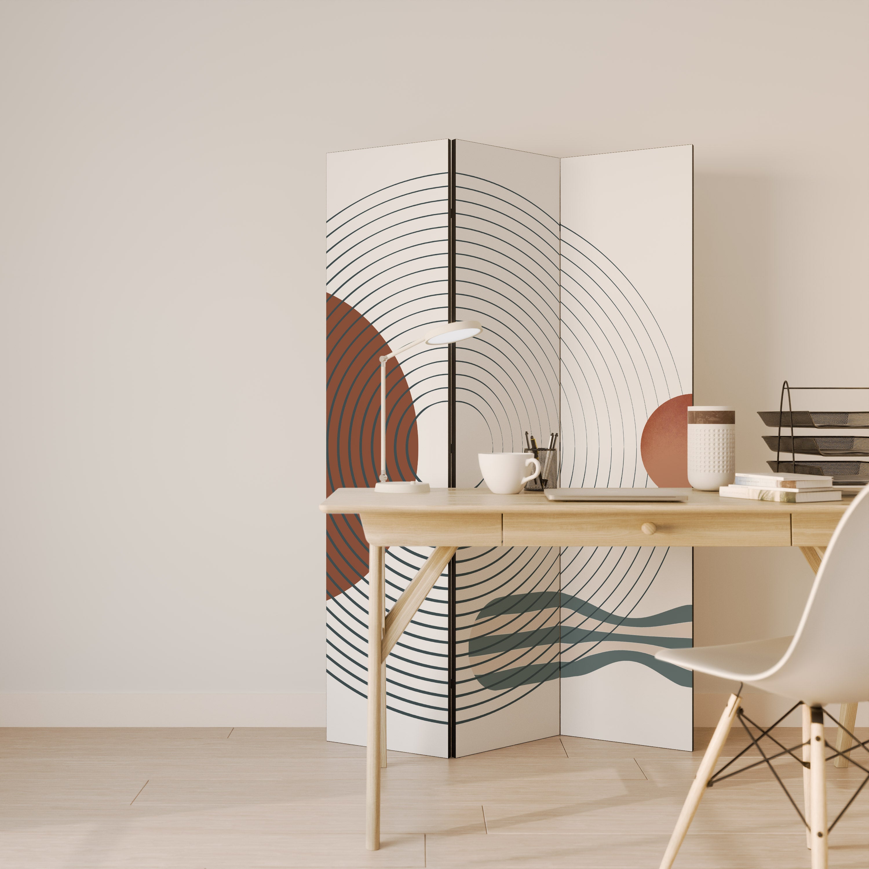 Biombo decorativo de 3 paneles QUIET SNAPSHOT