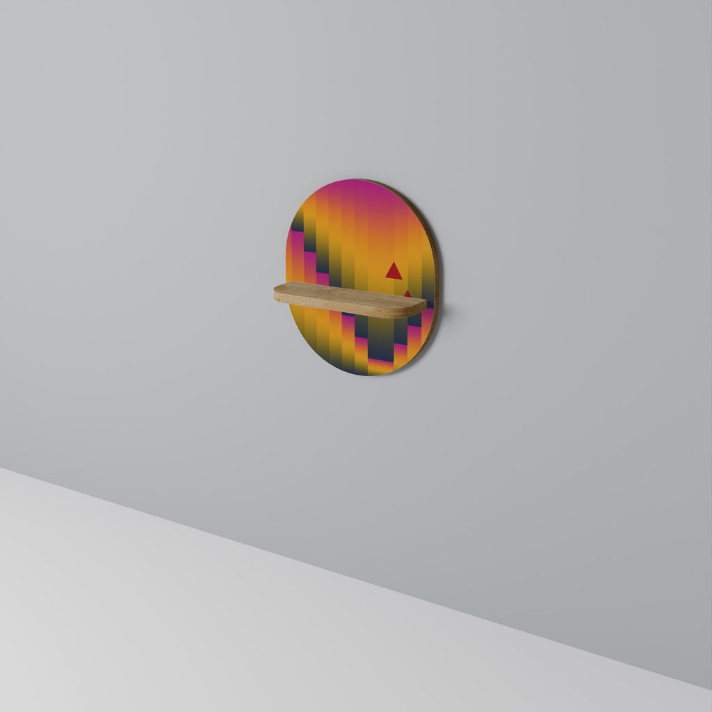 Estantería de arte ovalada GOLDEN FADE con efecto roble