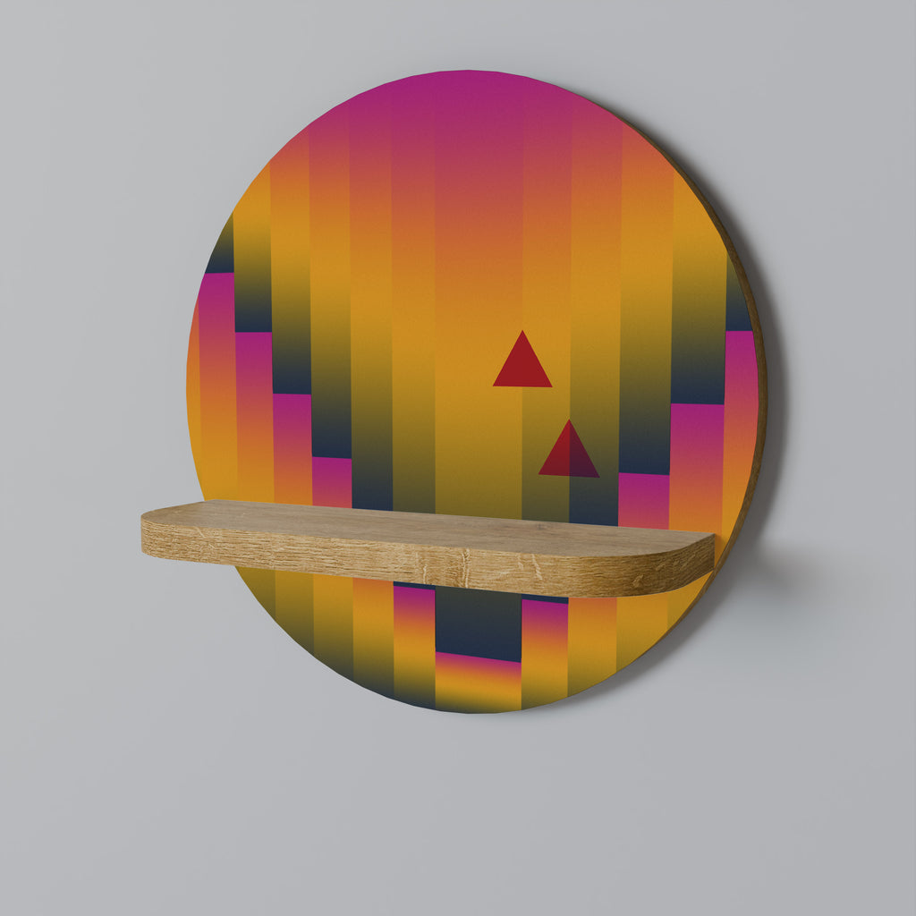 Estantería de arte redonda GOLDEN FADE con efecto roble