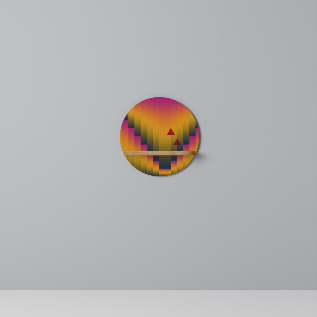 Estantería de arte redonda GOLDEN FADE con efecto roble