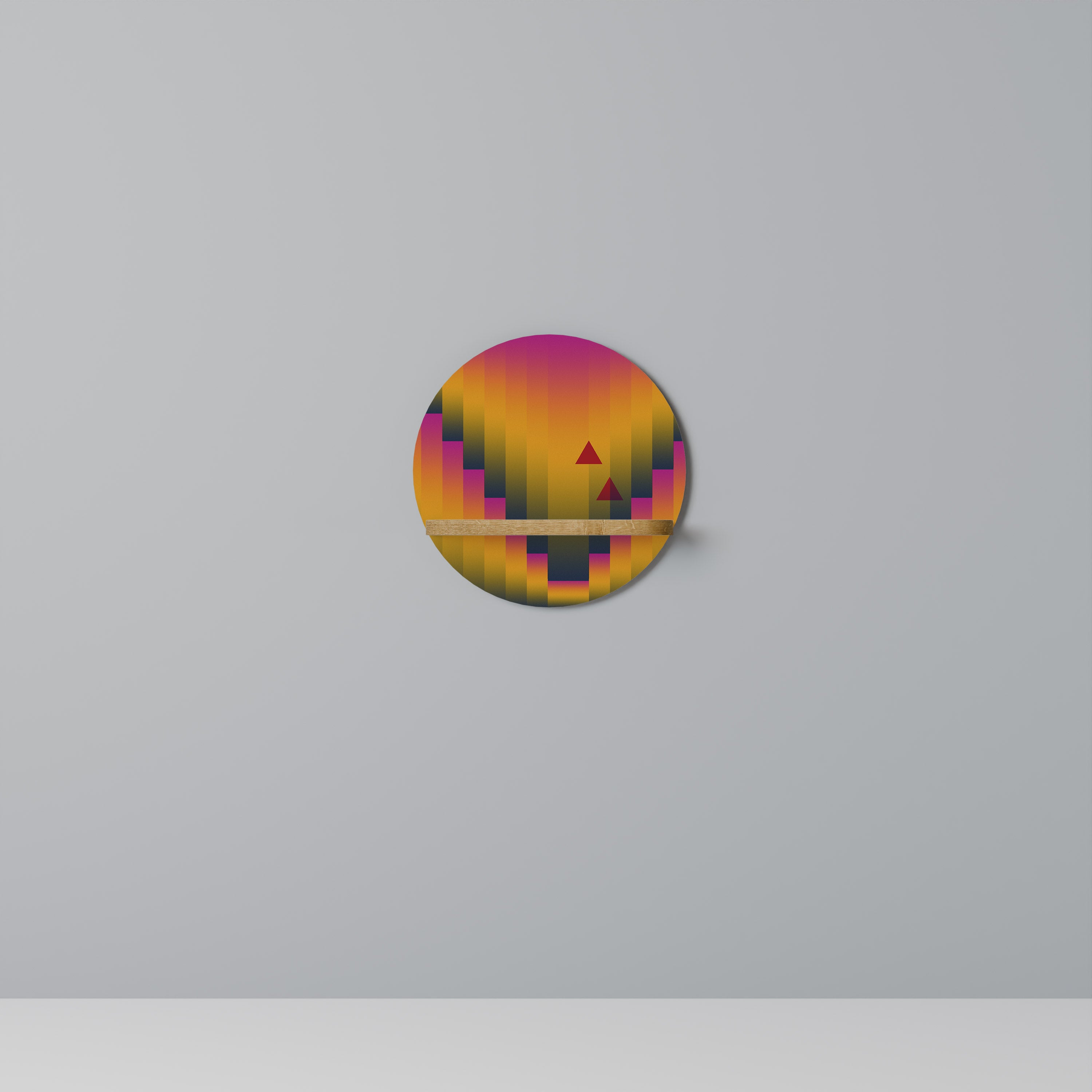 Estantería de arte redonda GOLDEN FADE con efecto roble