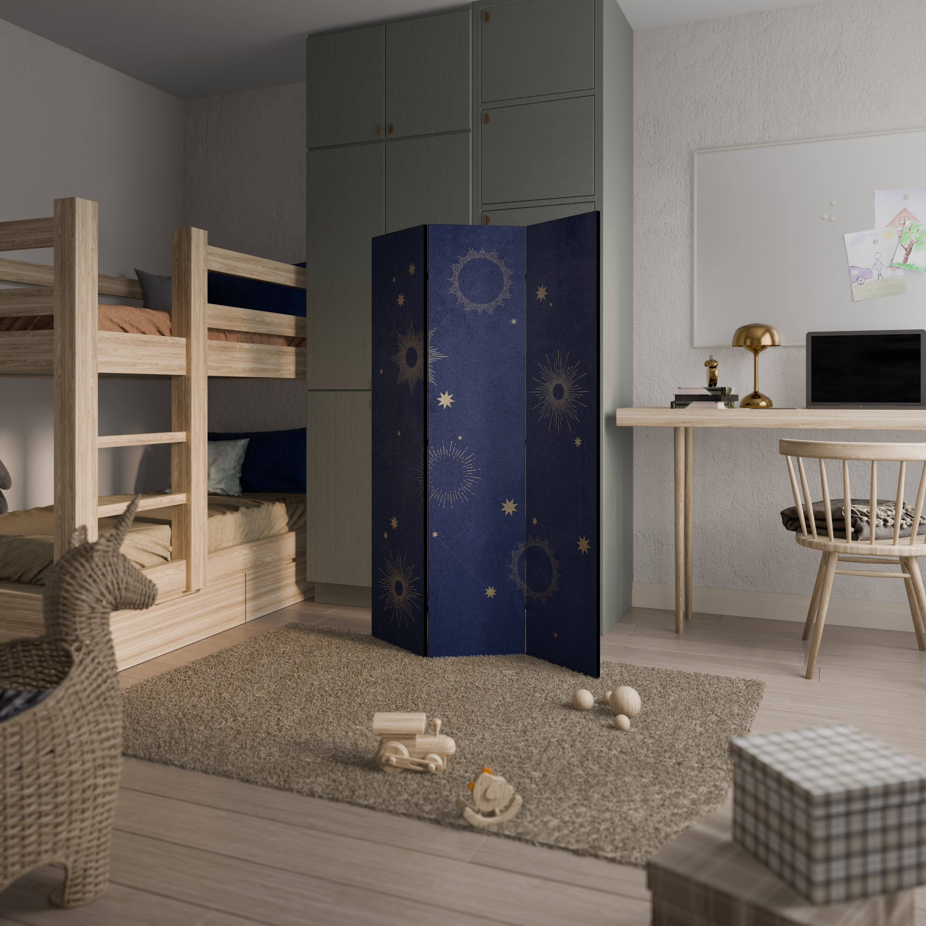 Biombo decorativo de 3 paneles MIDNIGHT PATH