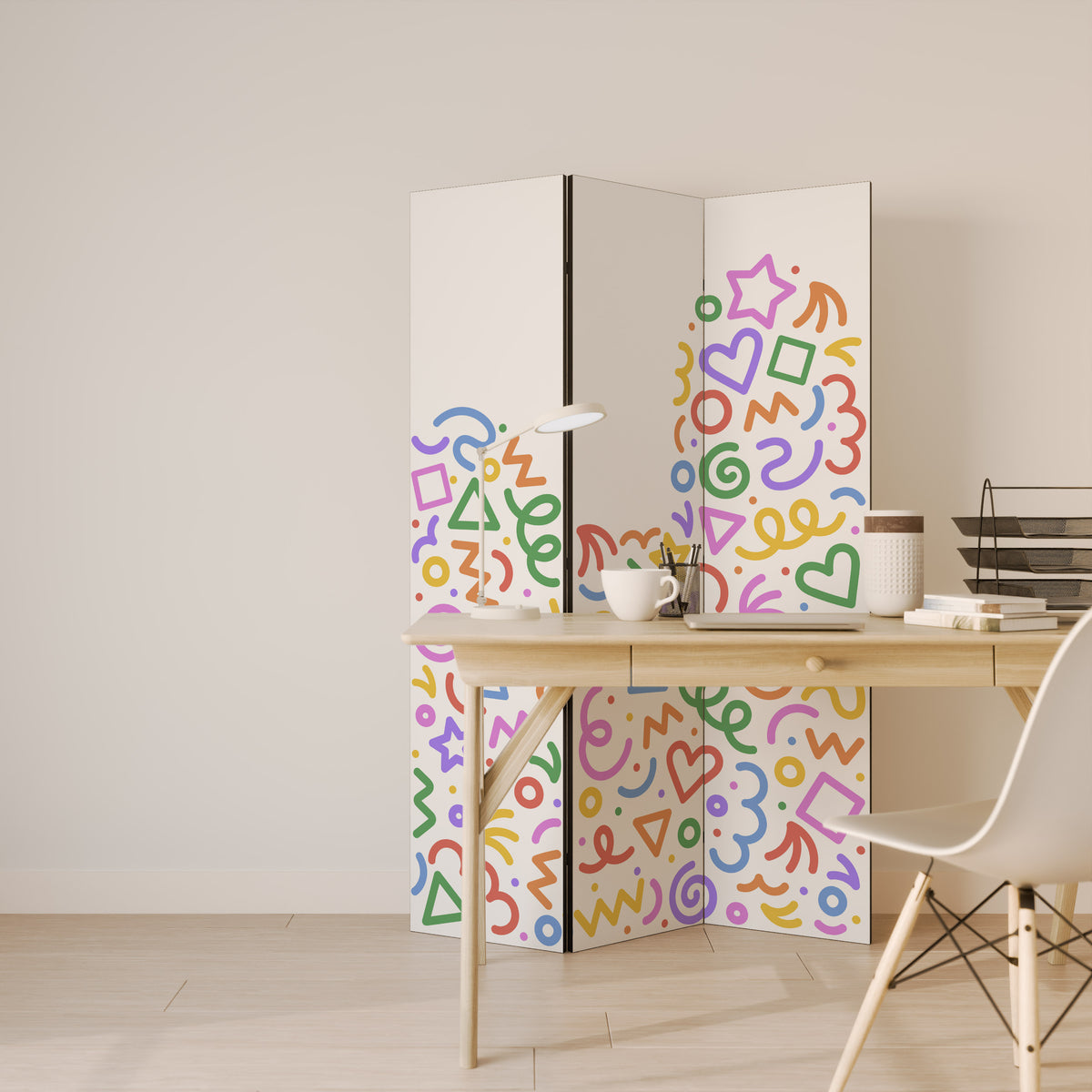 SHAPE EXCITEMENT Biombo de 3 paneles