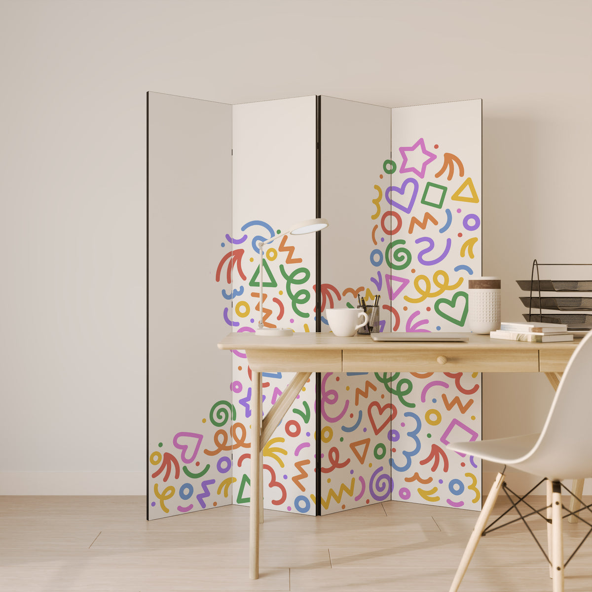 SHAPE EXCITEMENT Biombo de 4 paneles