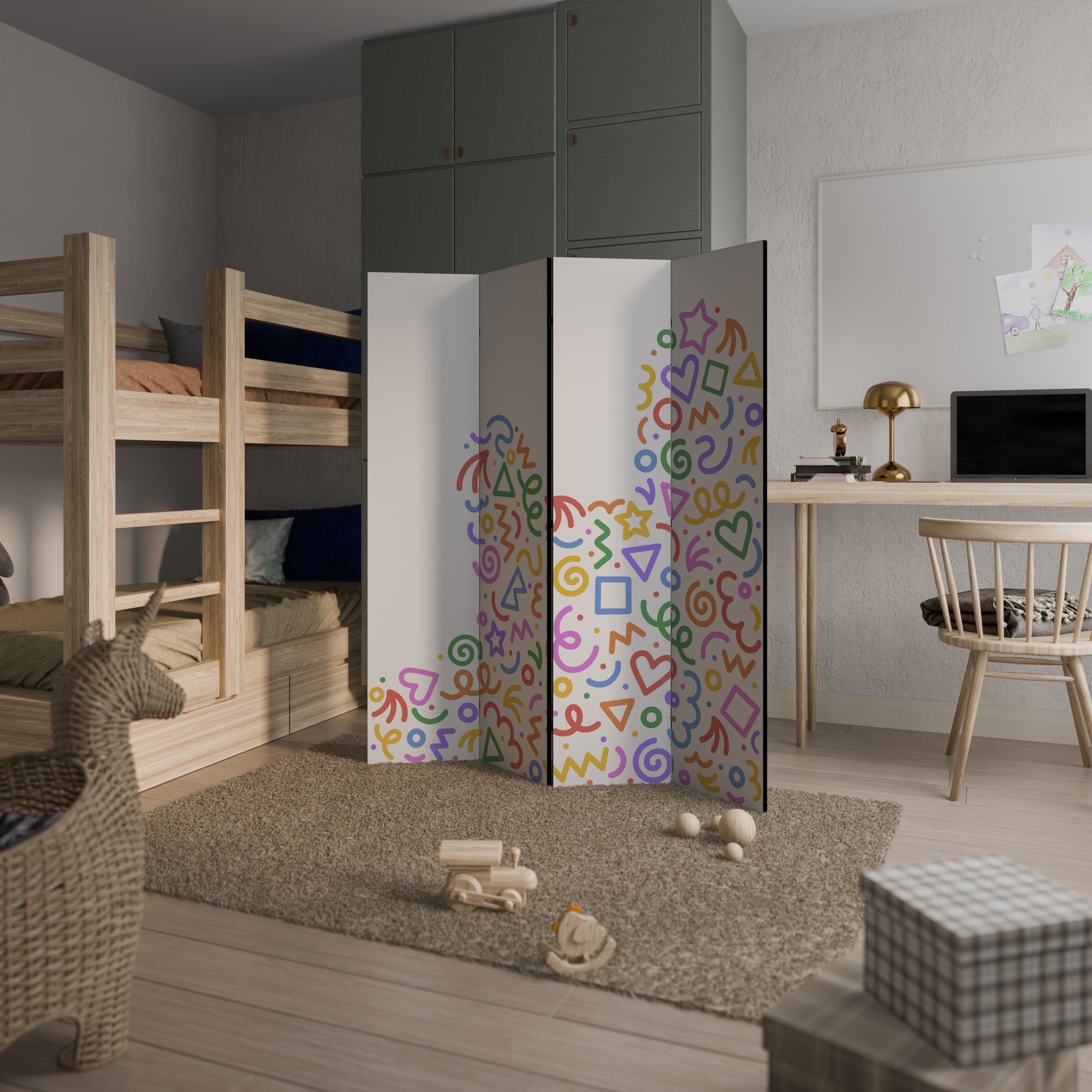 SHAPE EXCITEMENT Biombo de 4 paneles