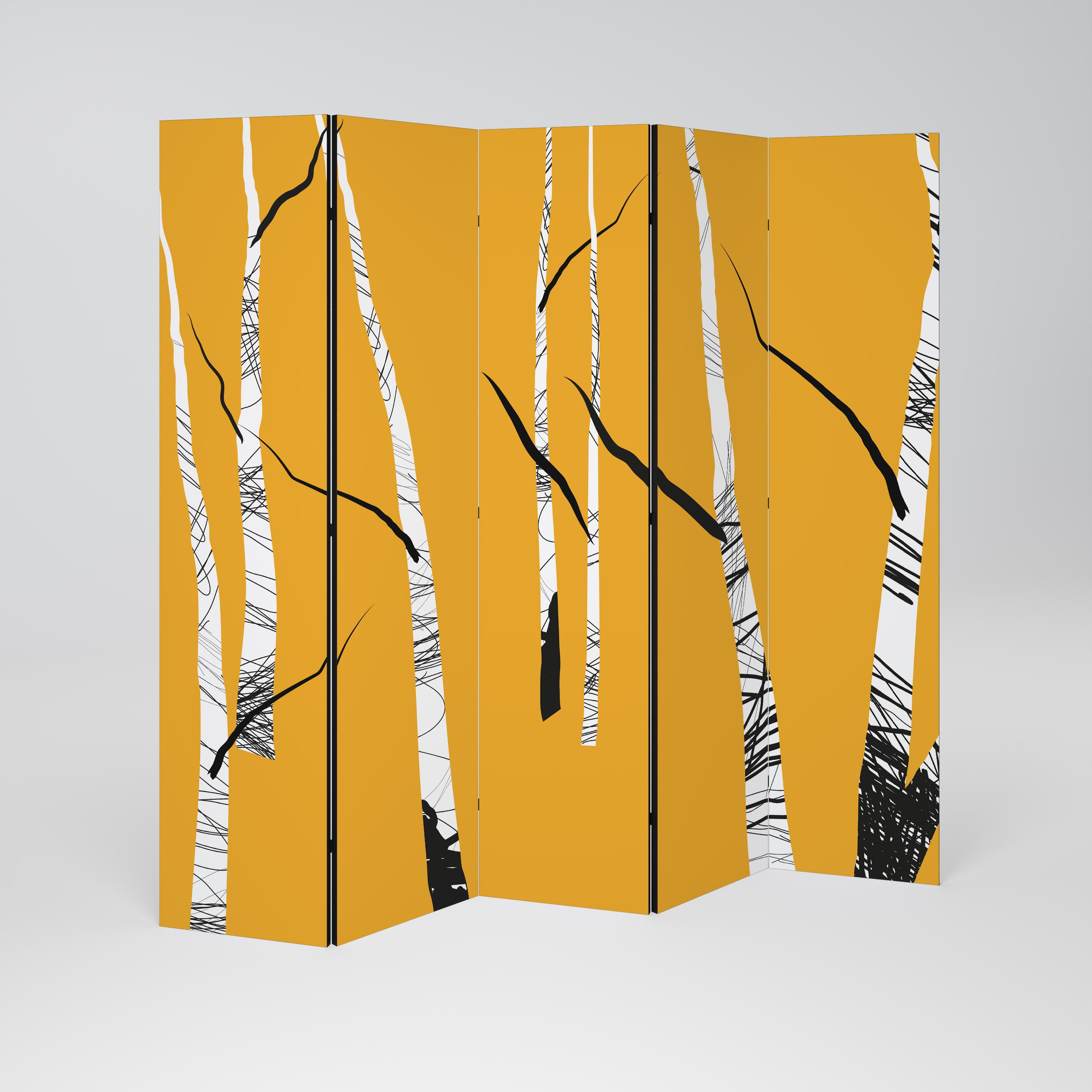 BIRCH ABSTRACT 5-Panel Room Divider