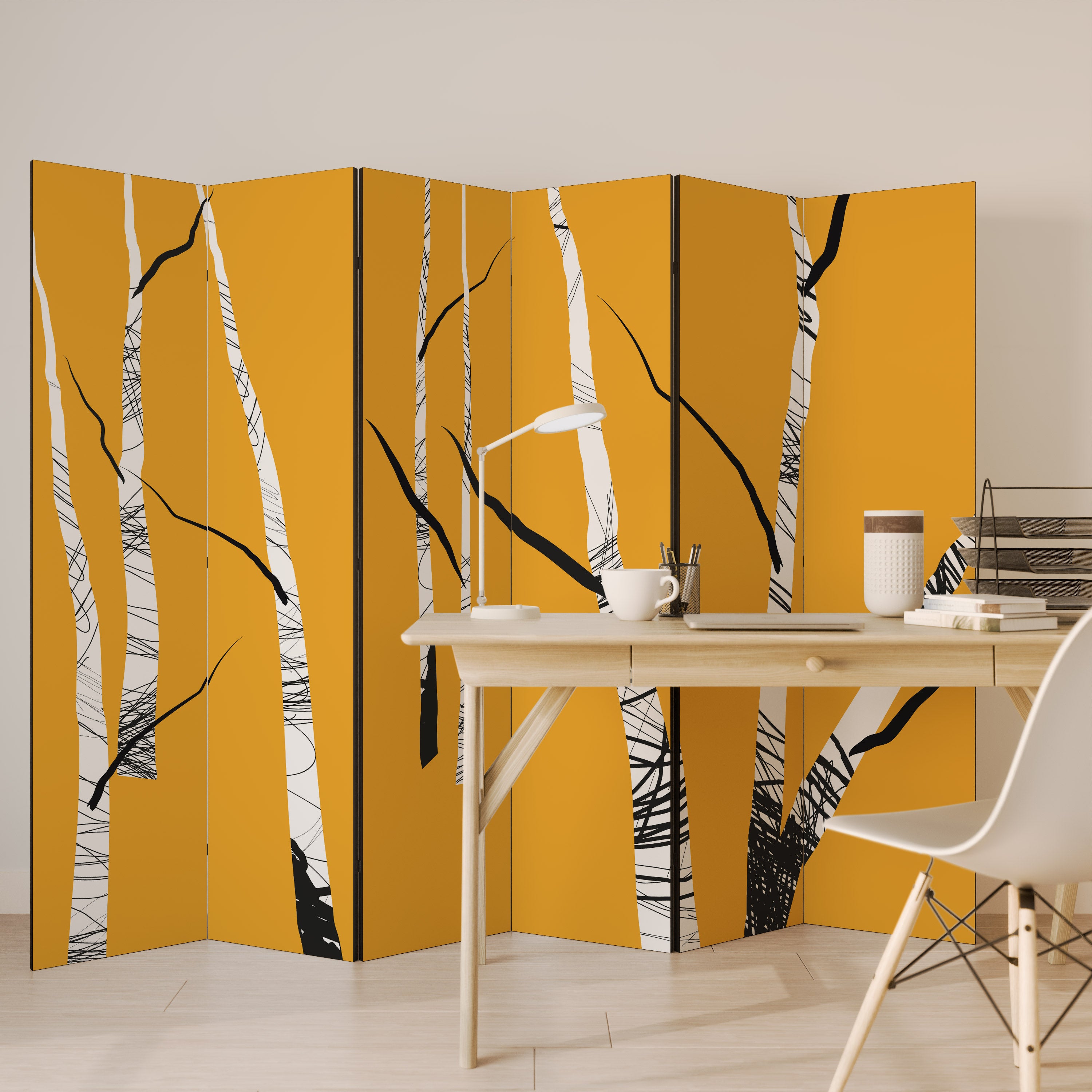 BIRCH ABSTRACT 6-Panel Room Divider