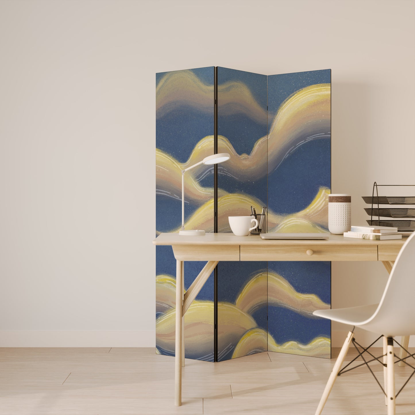 CLOUD RUFFLE Biombo de 3 paneles