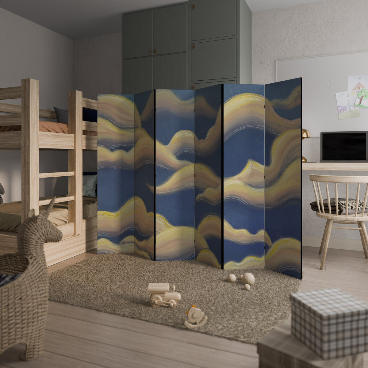 CLOUD RUFFLE Biombo de 6 paneles
