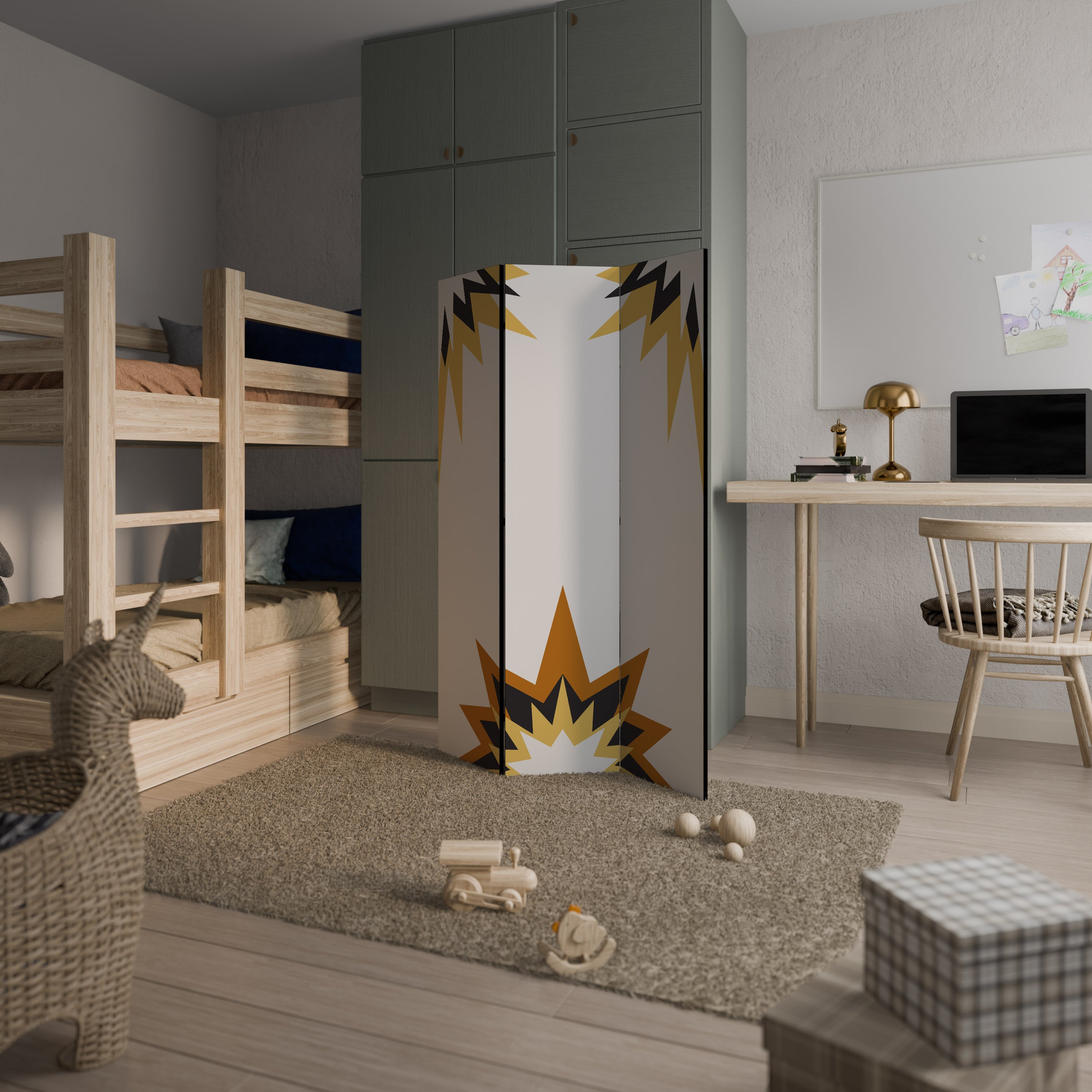 Biombo decorativo de 3 paneles EXPLOSIVE HARMONY