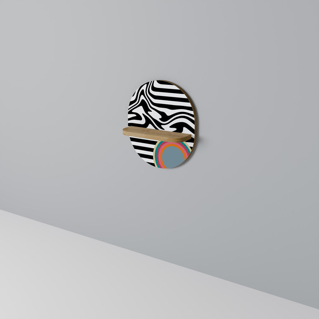 SPECTRA SHOWCASE Estantería de arte ovalada con efecto roble