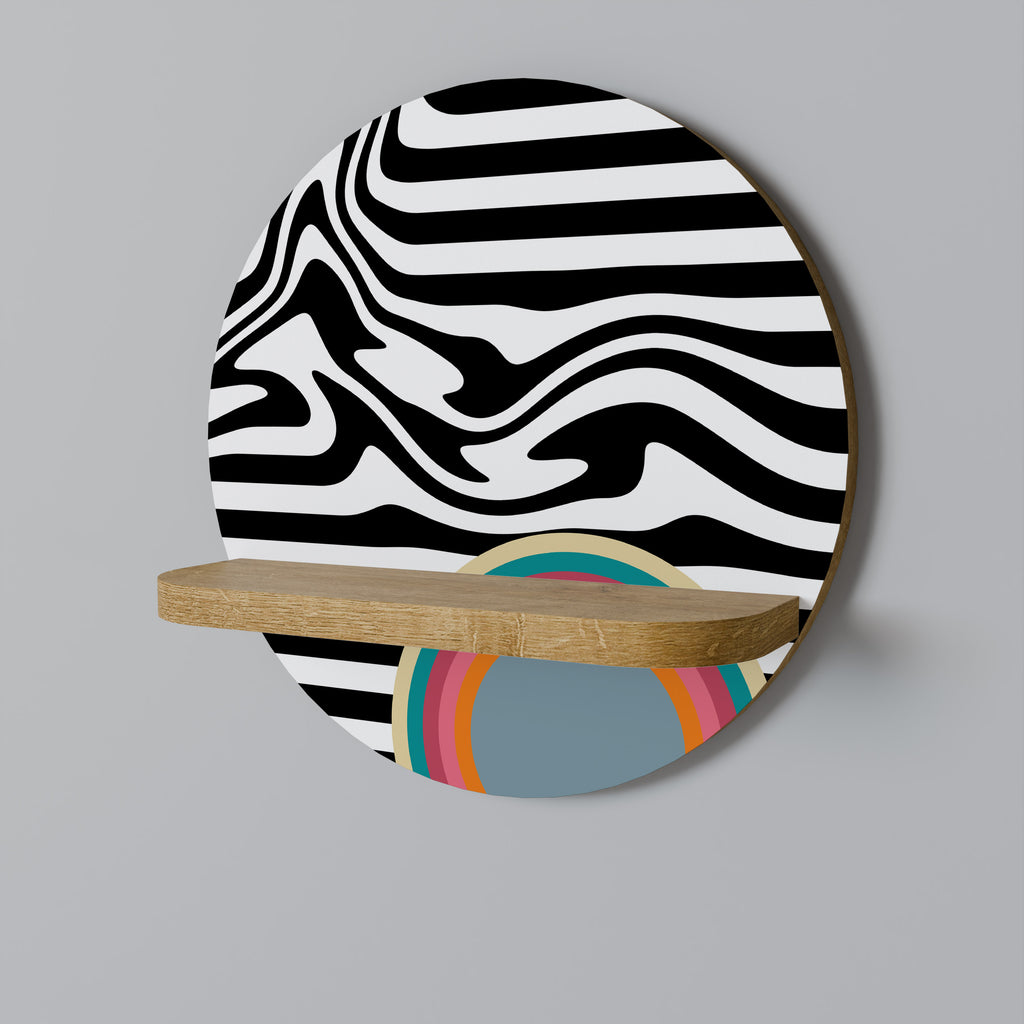 SPECTRA SHOWCASE Estantería de arte redonda con efecto roble