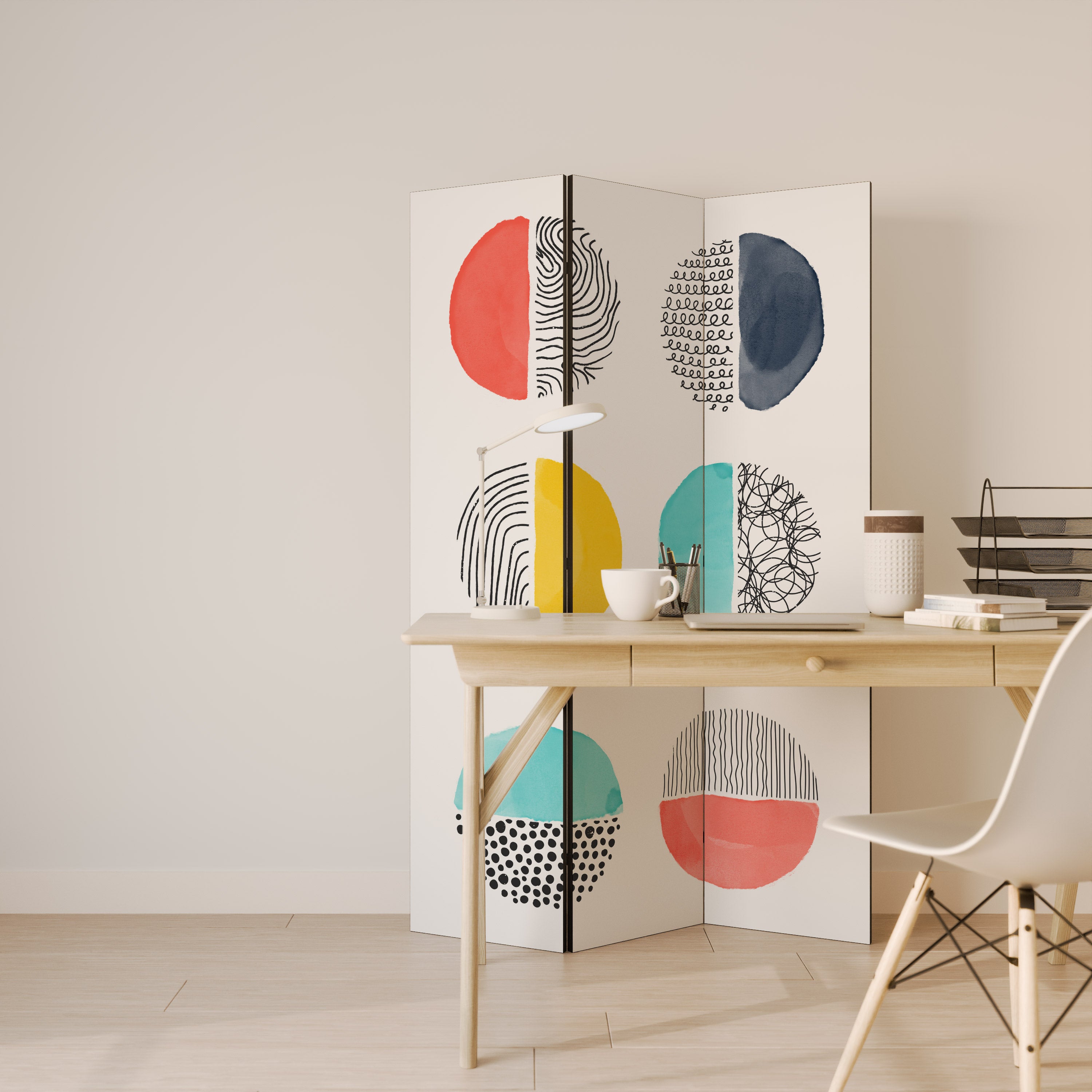 Divisor de ambientes decorativo de 3 paneles SHAPESHIFT TREASURES
