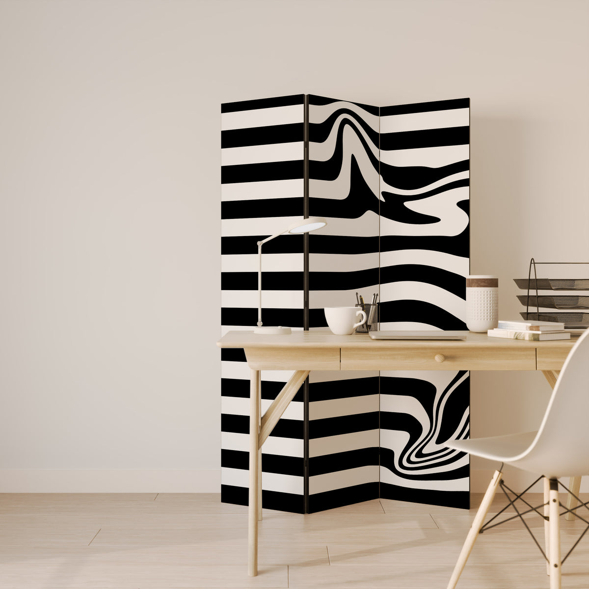 POLYLINE FUZZY Biombo de 3 paneles