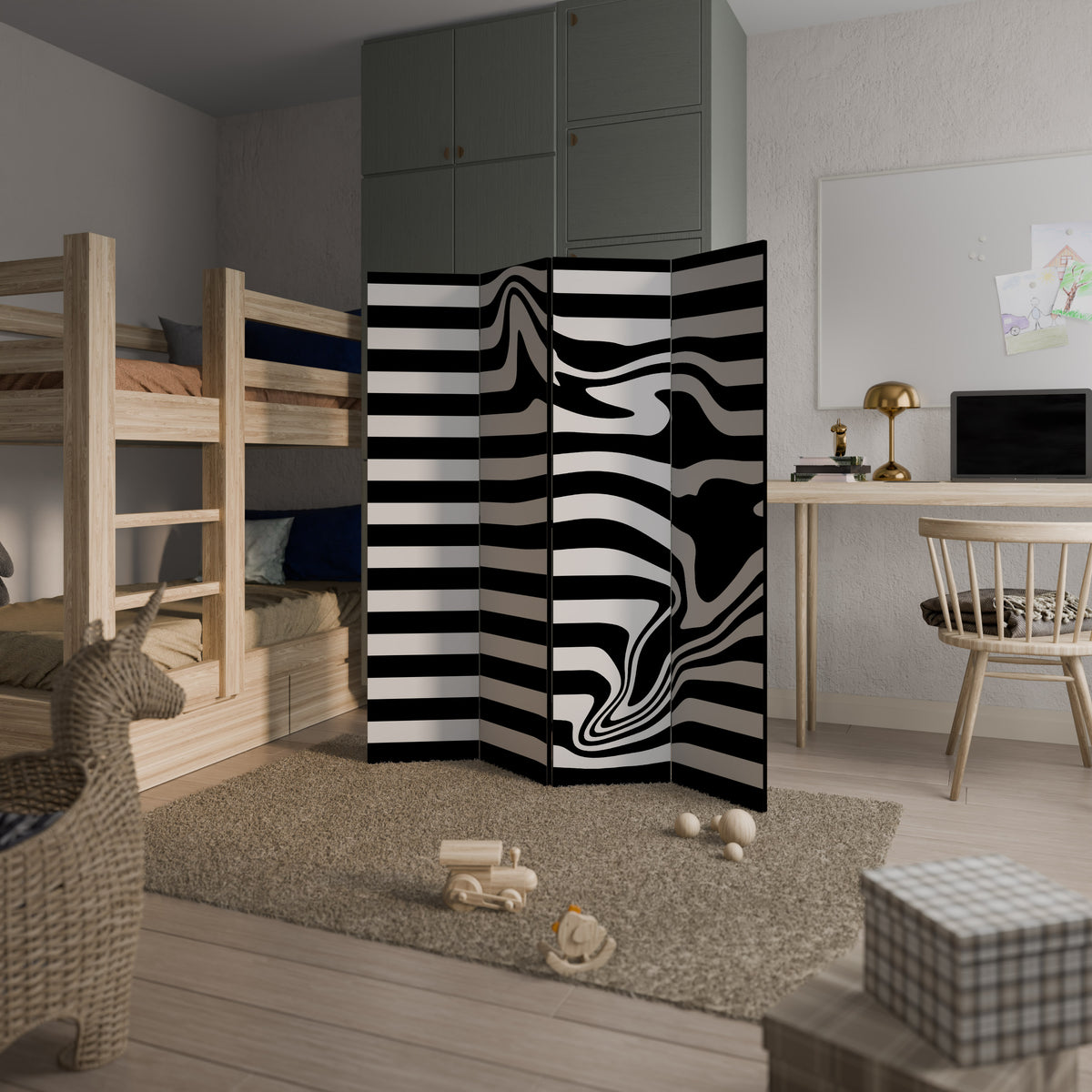POLYLINE FUZZY 4-Panel Room Divider
