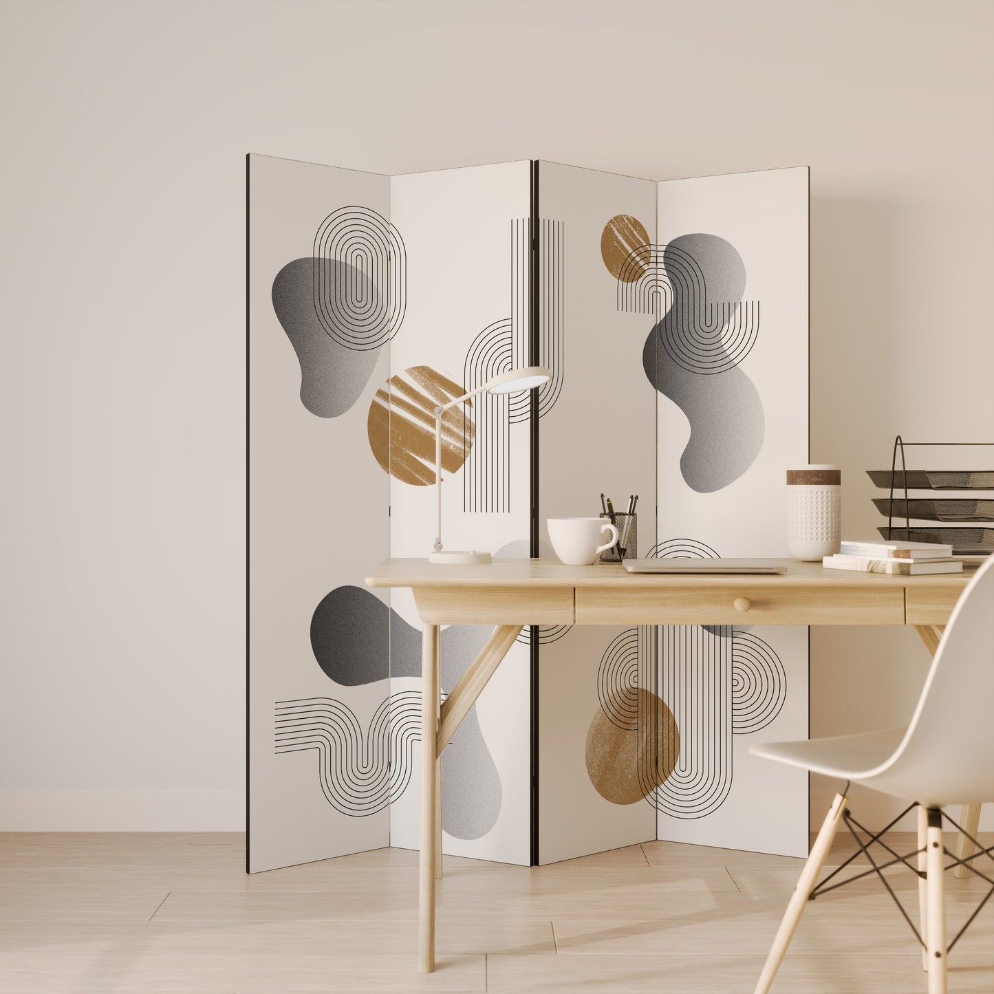 CLEAR CREATIONS Biombo de 4 paneles