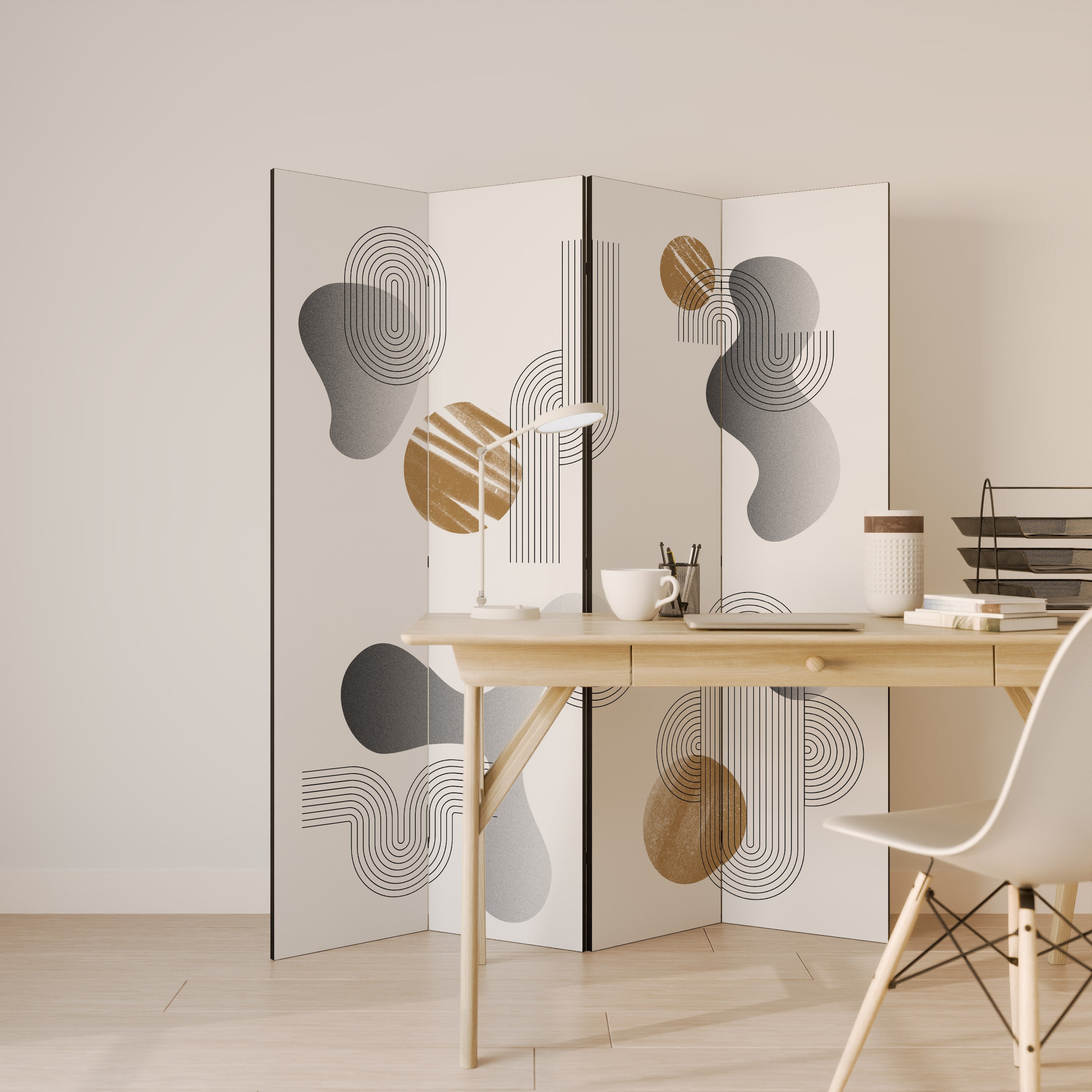 CLEAR CREATIONS Biombo de 4 paneles